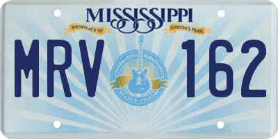 MS license plate MRV162