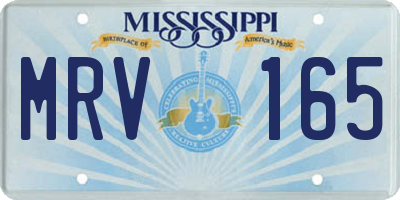 MS license plate MRV165