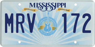 MS license plate MRV172