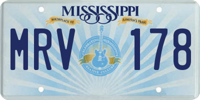 MS license plate MRV178