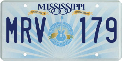MS license plate MRV179