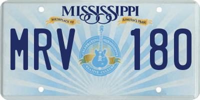 MS license plate MRV180