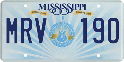 MS license plate MRV190