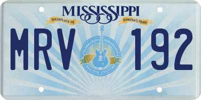 MS license plate MRV192