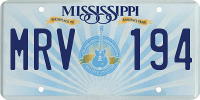 MS license plate MRV194
