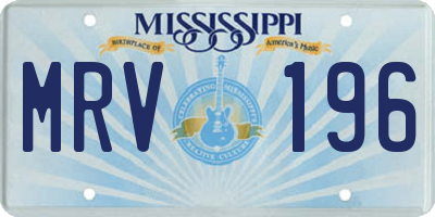 MS license plate MRV196
