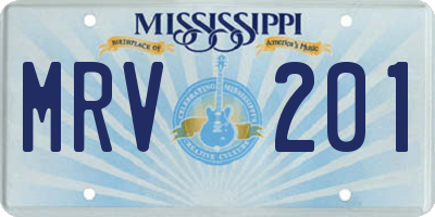MS license plate MRV201