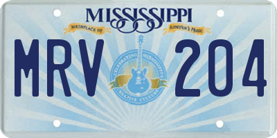 MS license plate MRV204
