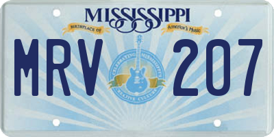 MS license plate MRV207