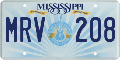MS license plate MRV208