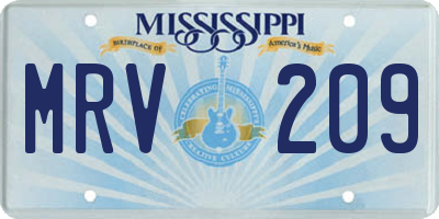 MS license plate MRV209