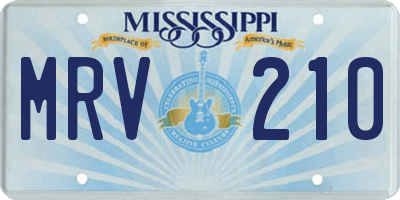 MS license plate MRV210