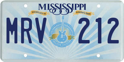 MS license plate MRV212