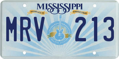 MS license plate MRV213