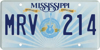 MS license plate MRV214