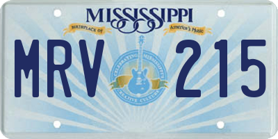 MS license plate MRV215