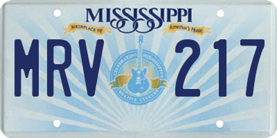 MS license plate MRV217