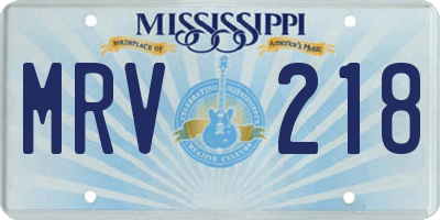 MS license plate MRV218