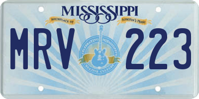 MS license plate MRV223
