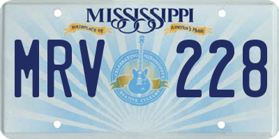 MS license plate MRV228