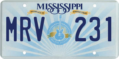 MS license plate MRV231