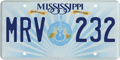 MS license plate MRV232