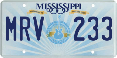 MS license plate MRV233