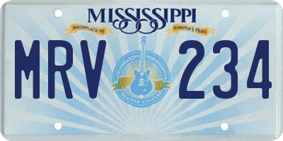 MS license plate MRV234