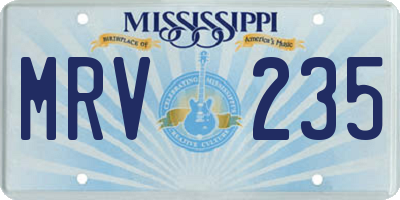 MS license plate MRV235
