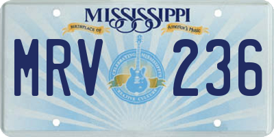 MS license plate MRV236