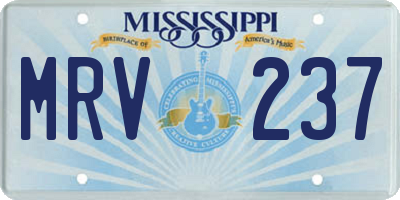 MS license plate MRV237