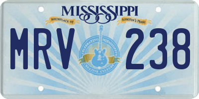 MS license plate MRV238