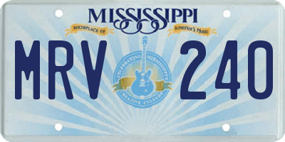MS license plate MRV240