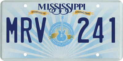 MS license plate MRV241