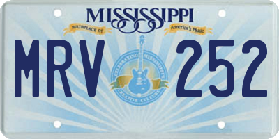 MS license plate MRV252