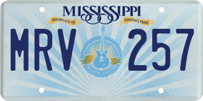 MS license plate MRV257