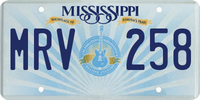 MS license plate MRV258