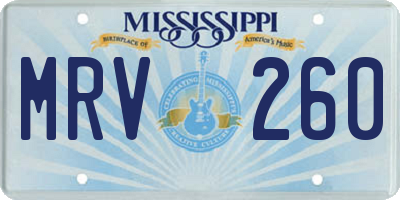MS license plate MRV260