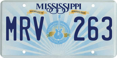 MS license plate MRV263