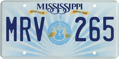 MS license plate MRV265