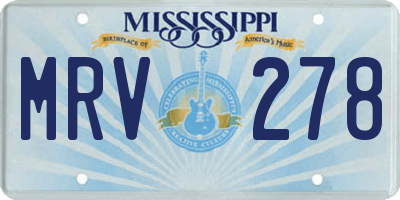 MS license plate MRV278