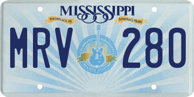 MS license plate MRV280