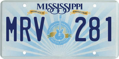 MS license plate MRV281