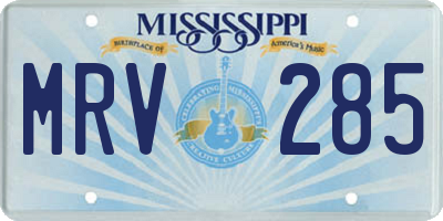 MS license plate MRV285