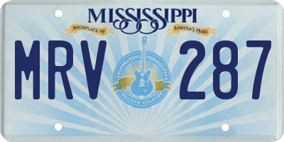 MS license plate MRV287