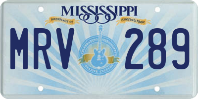 MS license plate MRV289