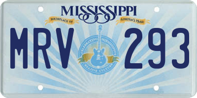 MS license plate MRV293