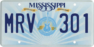 MS license plate MRV301
