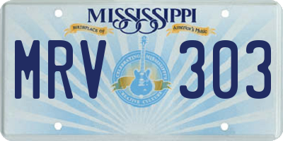 MS license plate MRV303