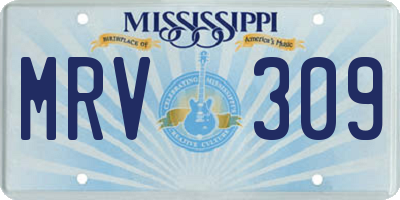 MS license plate MRV309